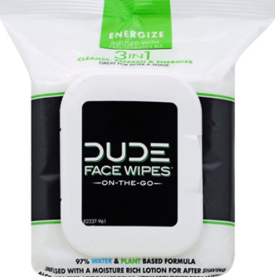 Dude Face Wipes Enrgz - 30 Count - Image 2