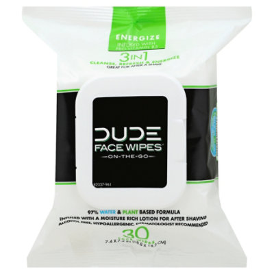 Dude Face Wipes Enrgz - 30 Count - Image 1