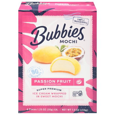 Bubbies Ice Cream Mochi Passion Fruitt - 7.5 Oz