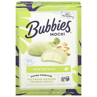 Bubbies Ice Cream Mochi Pistachio - 7.5 Oz