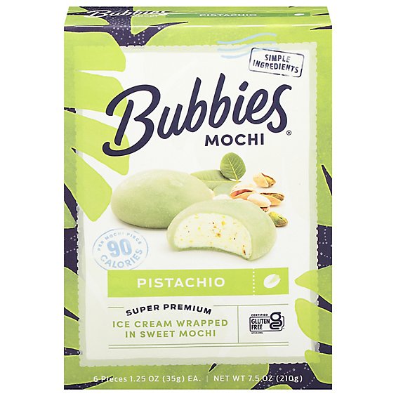 Bubbies Ice Cream Mochi Pistachio - 7.5 Oz