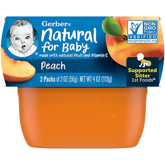 Gerber 1st Foods Natural For Baby Peach Baby Food Tubs Multipack - 2-2 Oz