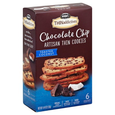 Nonnis Thinaddictives Cookies Chocolate Chip Toasted Coconut 6 Count - 4.4 Oz