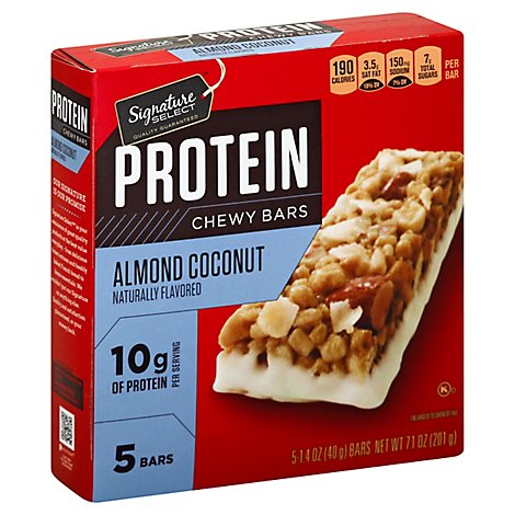 Signature Select Bars Protein Chewy Almond Coconut - 7.1 Oz