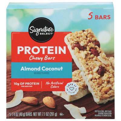 Signature Select Bars Protein Chewy Almond Coconut - 7.1 Oz