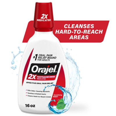 Orajel Soothing Mint Toothache Rinse Analgesic Astringent - 16 Fl. Oz. - Image 1