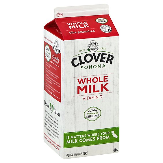 Clover Milk Vitamin D Non - GMO Choice - Half Gallon