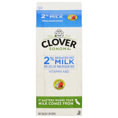 Clover Milk 2% Reduced Fat Non - GMO Choice - Half Gallon - Image 1