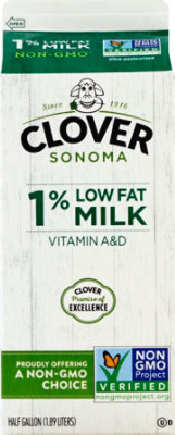 Clover Milk 1% Low Fat Non - Gmo - Half Gallon - Image 1