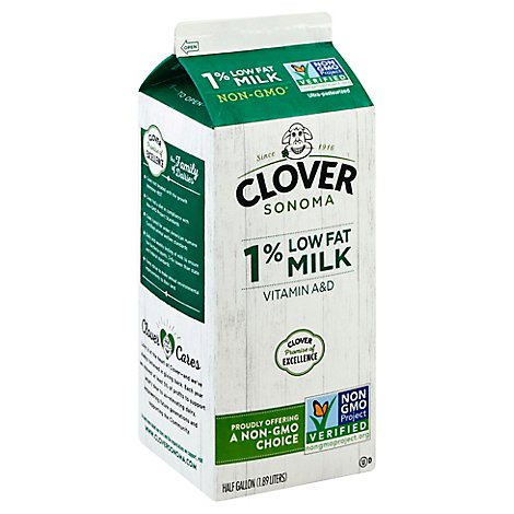 Clover Milk 1% Low Fat Non - Gmo - Half Gallon