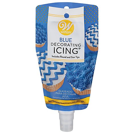 Wltn Blue Icing Pouch W Tips - 8 Oz