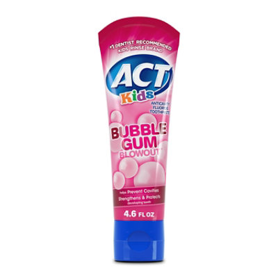 ACT Kids Anticavity Fluoride Toothpaste Bubble Gum Blowout - 4.6 Oz. - Image 1