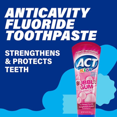 ACT Kids Anticavity Fluoride Toothpaste Bubble Gum Blowout - 4.6 Oz. - Image 5