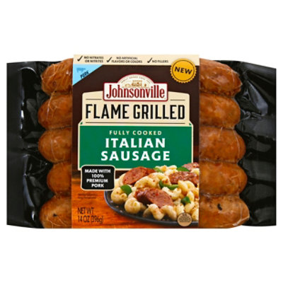 Johnsonville Flame Grilled Sausage Pork Italian Natural Casing 5 Links Fully Cooked - 14 Oz
