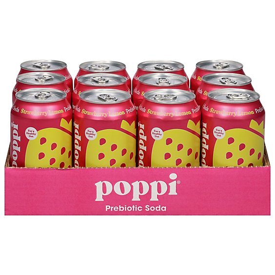 Poppi Strawberry Lemon Prebiotic Soda - 12 Oz
