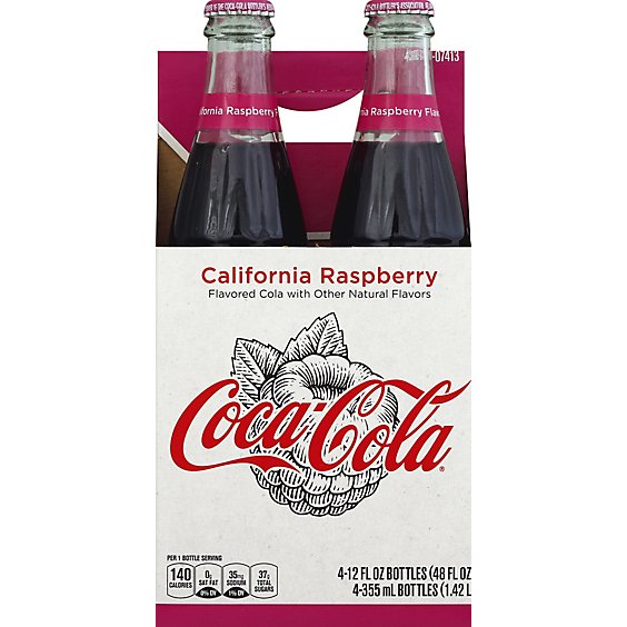 Coca-Cola Soda Pop Cola California Raspberry - 4-12 Fl. Oz.