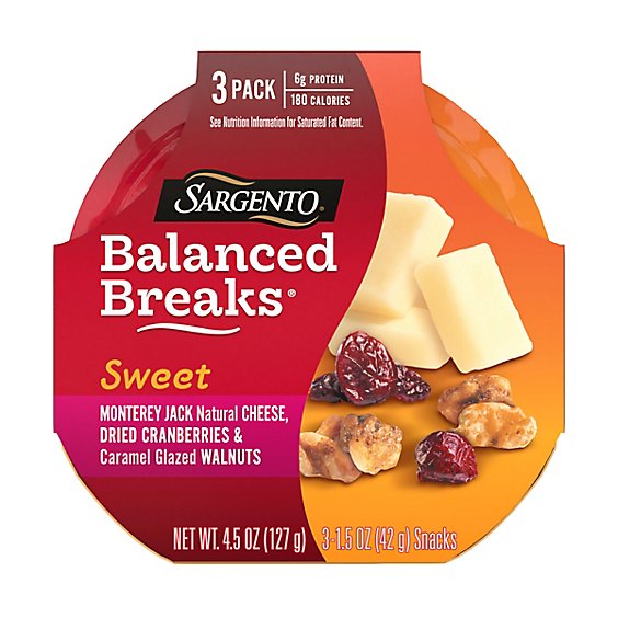 Sargento Balanced Breaks Sweet Montery Jack Cheese Dried Cranberry 3 Count - 4.5 Oz