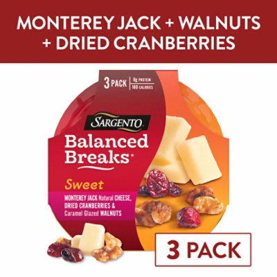 Sargento Balanced Breaks Sweet Montery Jack Cheese Dried Cranberry 3 Count - 4.5 Oz