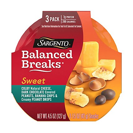 Sargento Balanced Breaks Sweet Colby Jack Cheese Dark Chocolate Peanut Banana 3 Count - 4.5 Oz - Image 3