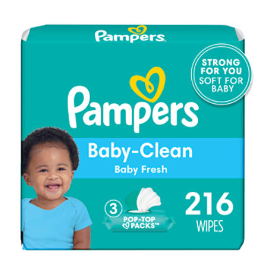 Pampers Baby Wipes Baby Clean Scented 3X Pop Top - 216 Count - Image 1