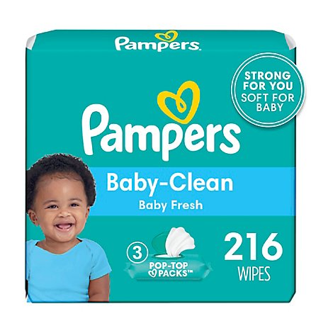 Pampers Baby Fresh Scented 3X Pop Top Baby Wipes Pack - 216 Count
