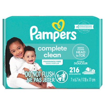 Pampers Baby Wipes Baby Clean Perfume Free 3X Pop Top - 216 Count - Image 8