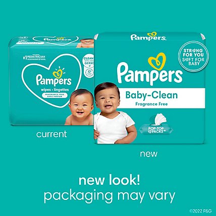 Pampers Baby Wipes Baby Clean Perfume Free 3X Pop Top - 216 Count - Image 3