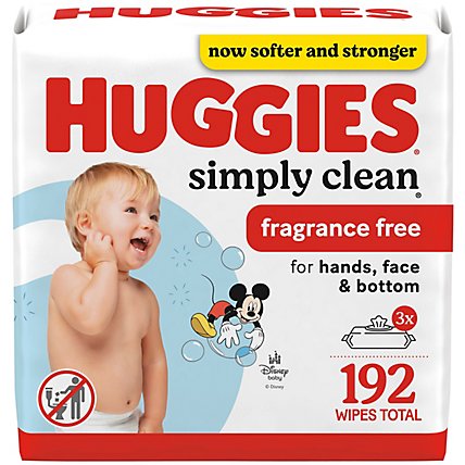 Huggies Simply Clean Fragrance Free Baby Wipes 3 Flip-Top Packs - 192 Count - starmarket Huggies Simply Clean Fragrance Free Baby Wipes 3 Flip-Top Packs - 192 Count - starmarket