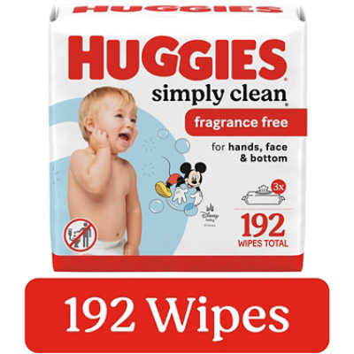 Huggies Simply Clean Fragrance Free Baby Wipes 3 Flip-Top Packs - 192 Count - Image 2