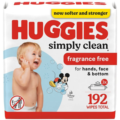 Huggies Simply Clean Baby Wipes Unscented Fliptop Pack - 3-64 Count