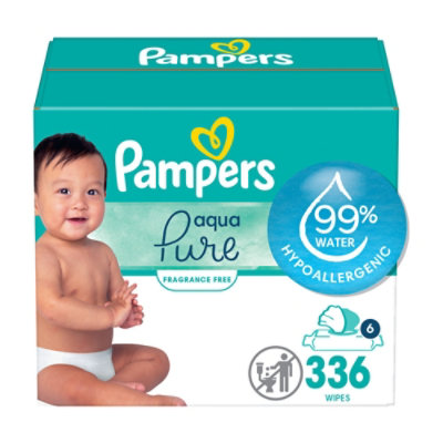 Pampers Aqua Pure Sensitive 6X Pop Top Baby Wipes - 336 Count - Image 1