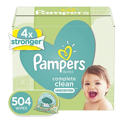 Pampers Complete Clean Baby Wipes Unscented 7 Pack - 504 Count