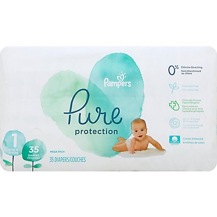 Pampers Pure Protection Diapers Size 1 Newborn - 35 Count - Image 2