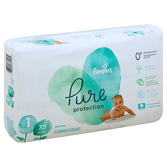 Pampers Pure Protection Diapers Size 1 Newborn - 35 Count