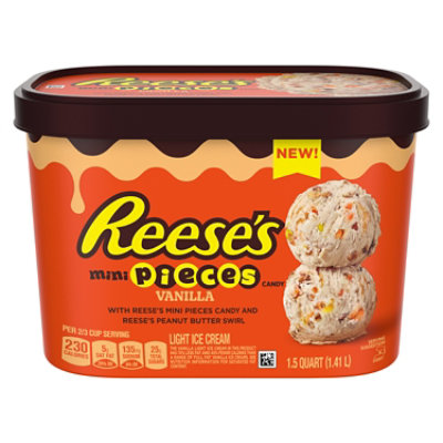 REESE'S Mini Pieces & Peanut Butter Swirl Vanilla Light Ice Cream - 48 Oz - Image 3