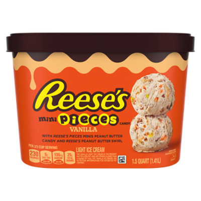 REESE'S Mini Pieces & Peanut Butter Swirl Vanilla Light Ice Cream - 48 Oz - Image 2