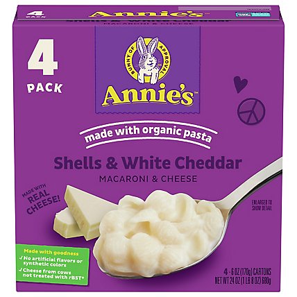 Annies Homegrown Macaroni & Cheese Shells & White Cheddar Box - 4-6 Oz - Image 1