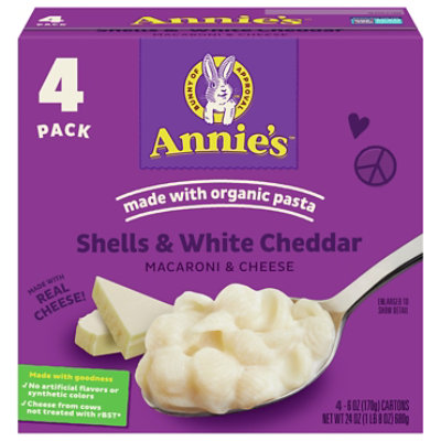 Annies Homegrown Macaroni & Cheese Shells & White Cheddar Box - 4-6 Oz