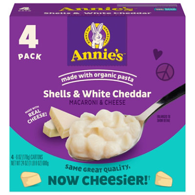 Annies Homegrown Macaroni & Cheese Shells & White Cheddar Box - 4-6 Oz