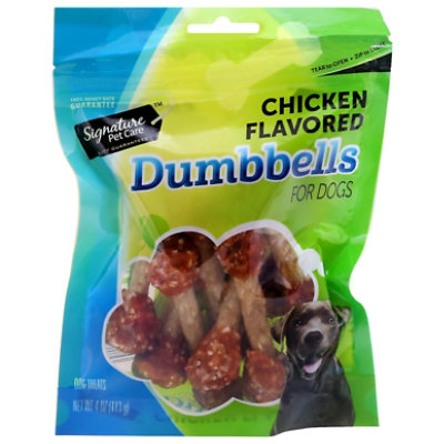 Signature Pet Care Dog Treat Dumbbells Chicken Flavor Pouch - 4 Oz