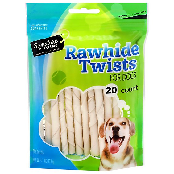 Signature Pet Care Dog Chew Rawhide Twists 20 Count Pouch - 4.2 Oz