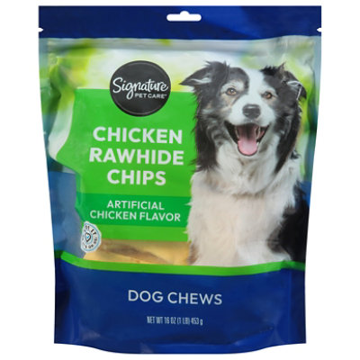 Signature Pet Care Dog Chew Rawhide Chips Chicken Flavor Pouch - 16 Oz