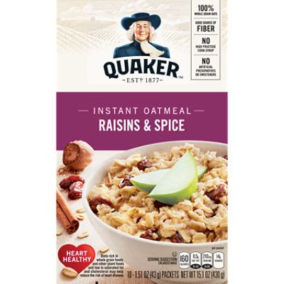 Quaker Raisins & Spice Instant Oatmeal - 15.10 Oz - Randalls