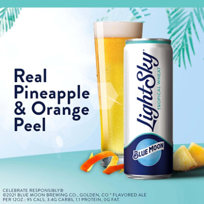 Blue Moon Light Sky Tropical Wheat Craft Beer 4% ABV Cans - 12-12 Fl. Oz. - Image 4