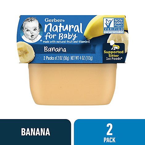 Gerber 1st Foods Natural Banana Baby Food Tubs - 2-2 Oz