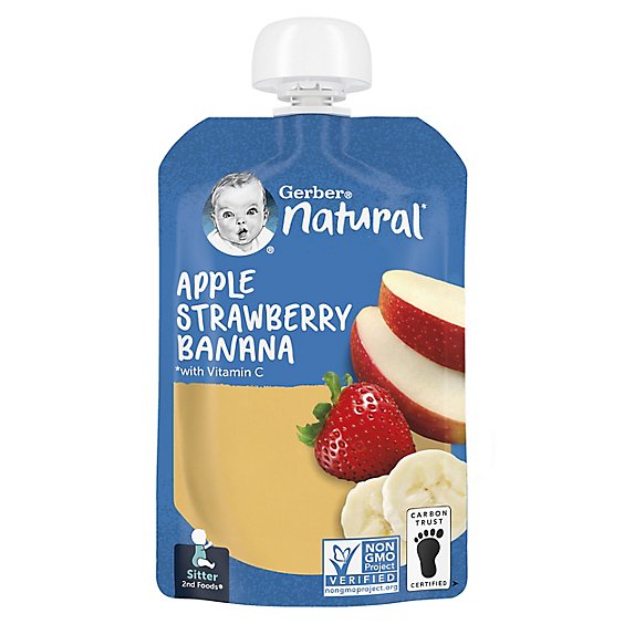 Gerber 2nd Foods Natural Apple Strawberry Banana Baby Food Pouch - 3.5 Oz