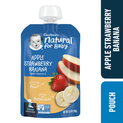 Gerber 2nd Foods Natural Apple Strawberry Banana Baby Food Pouch - 3.5 Oz