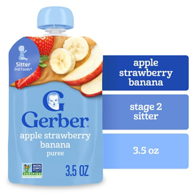 Gerber 2nd Foods Apple Strawberry Banana With Vitamin C, E & Citric Acid Pouch - 3.5 Oz.