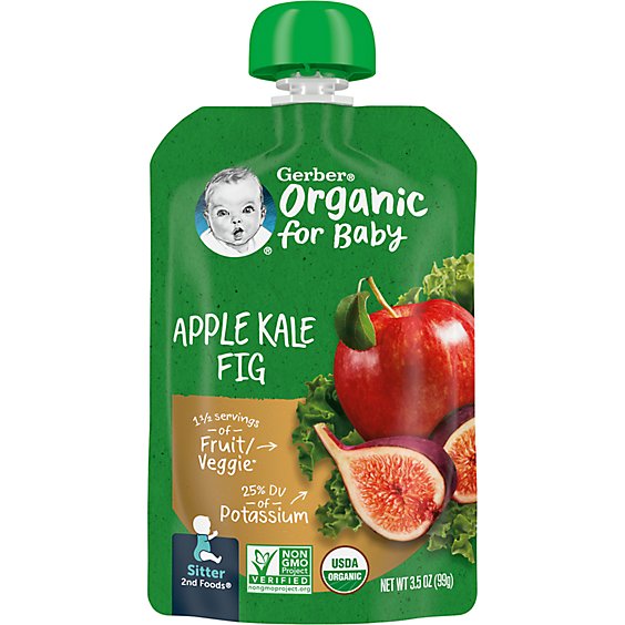 Gerber 2nd Foods Organic Apple Kale Fig Baby Food Pouch - 3.5 Oz