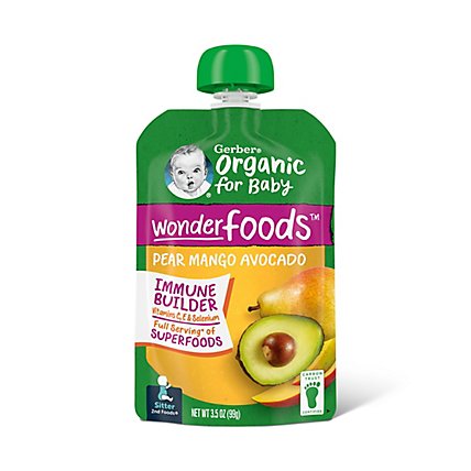Gerber 2nd Foods Organic Pear Mango Avocado Wonder Baby Food Pouch - 3.5 Oz - Image 1